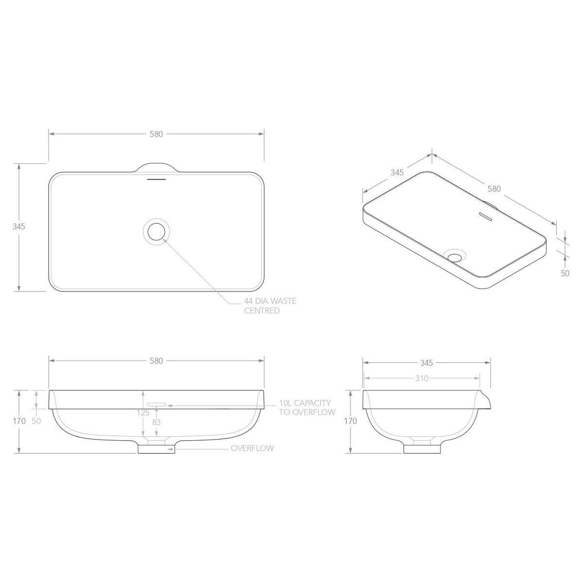 Zeya Semi-Inset Basin in Gloss White