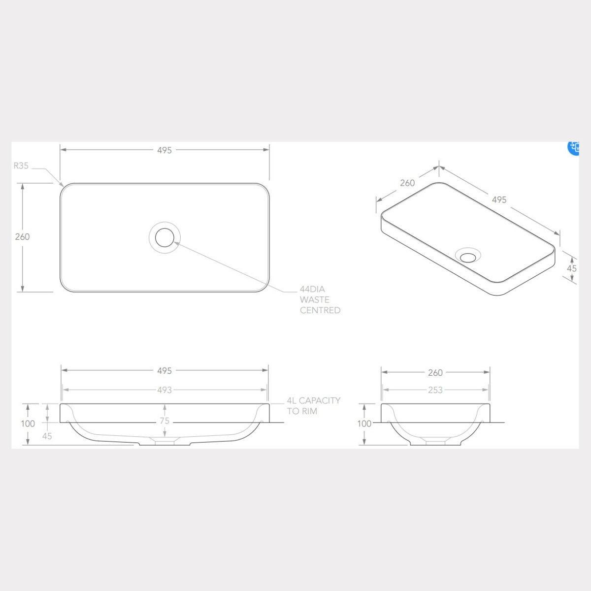 Faith Semi-Inset Basin - Matte White