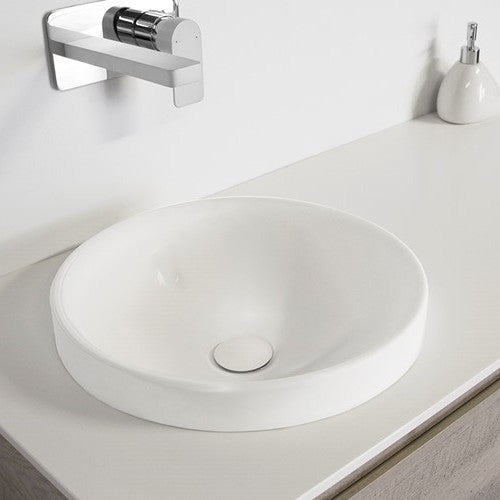 Adp Respect 400 Wide Solid Surface Semi-Inset Basin - Matte White