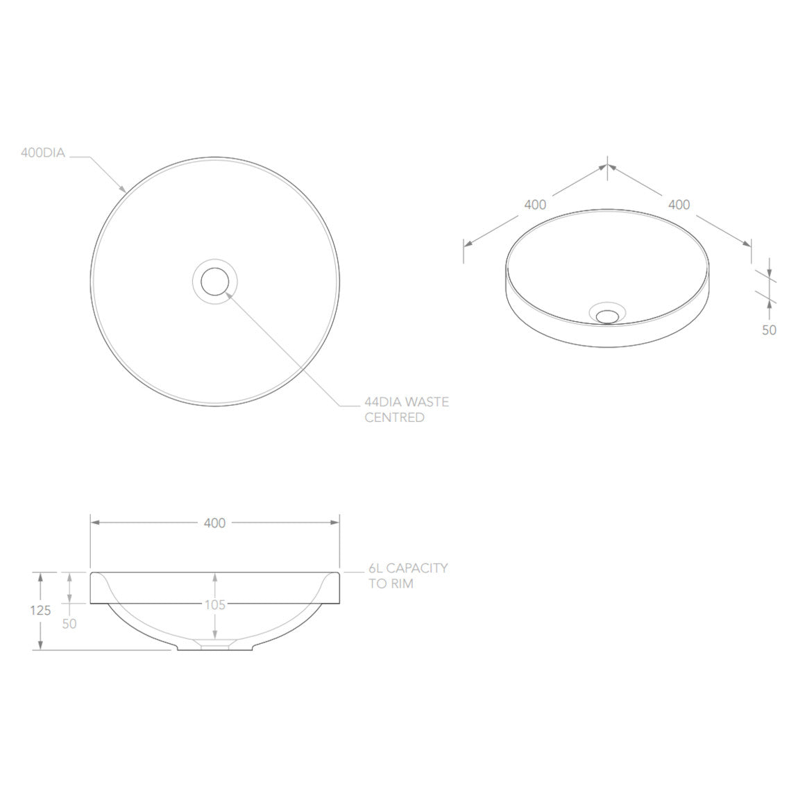 Adp Respect 400 Wide Solid Surface Semi-Inset Basin - Matte White