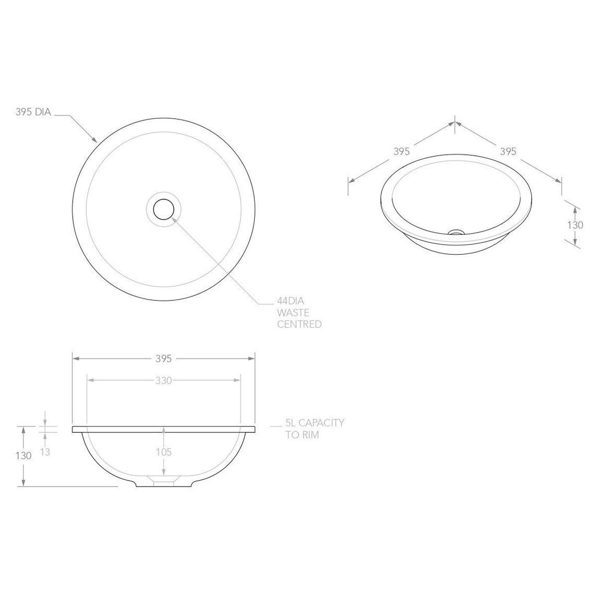 Unity Inset / Under-Counter Basin in Gloss White