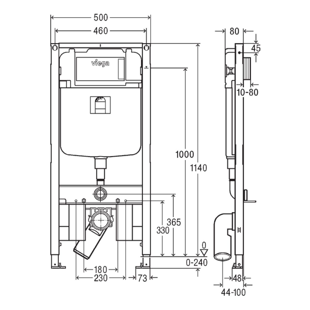 Viega Prevista Dry In-Wall Cistern and Frame for Wall Hung Pans