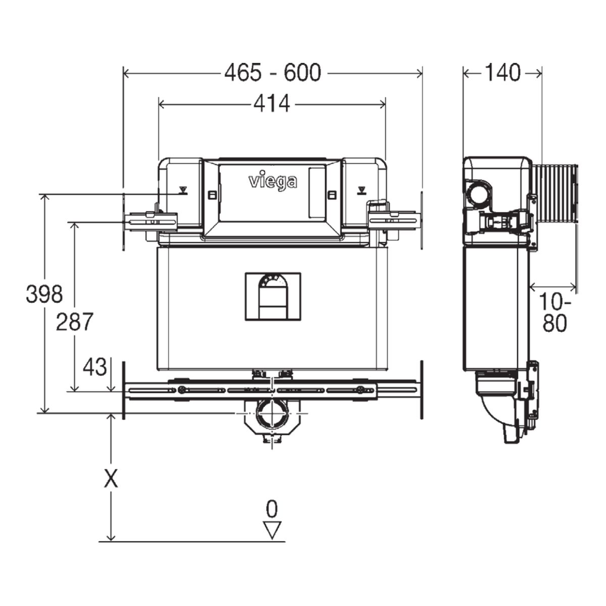 Viega Prevista Pure Mid-Level Under Counter Concealed Cistern for Wall Faced Pans