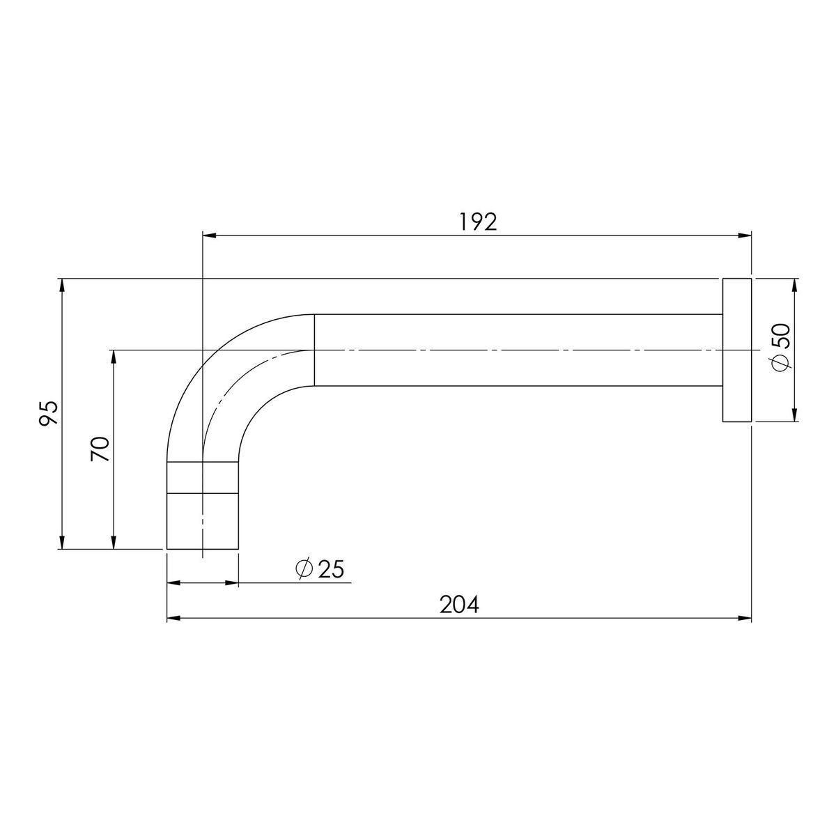 Vivid Wall Bath Outlet 200mm Curved