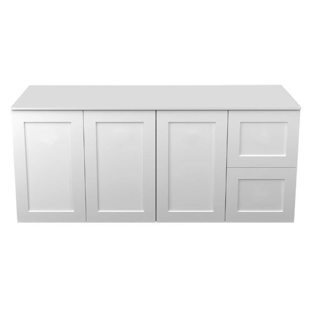 Viesti 1200 Shaker Wall Hung Cabinet Only Satin White