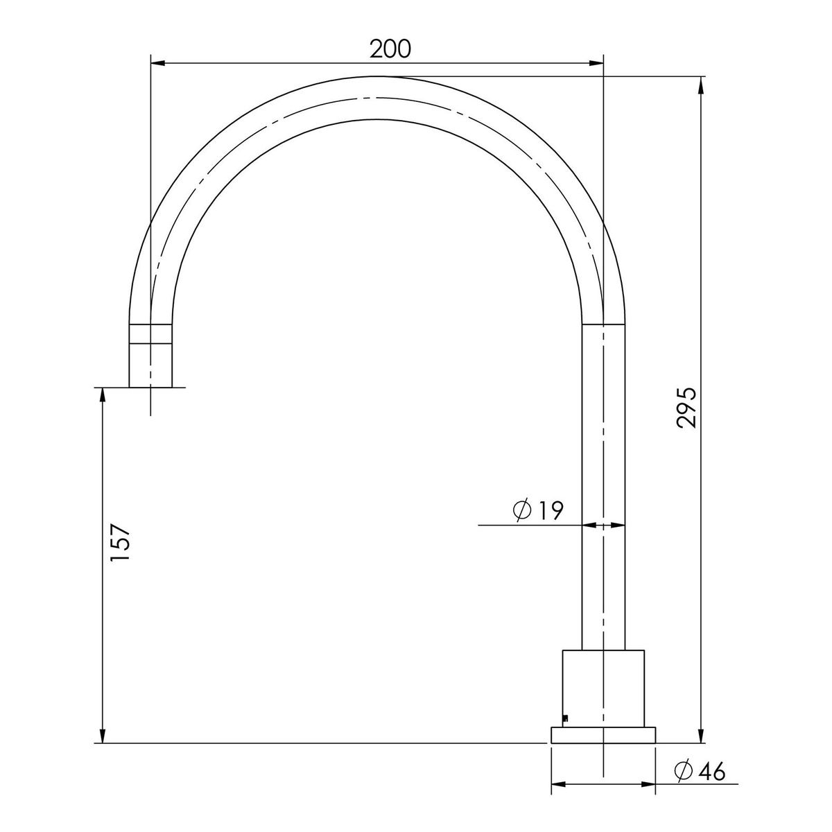 Vivid Pin Lever Hob Spa Outlet 200mm Gooseneck, Lead Free