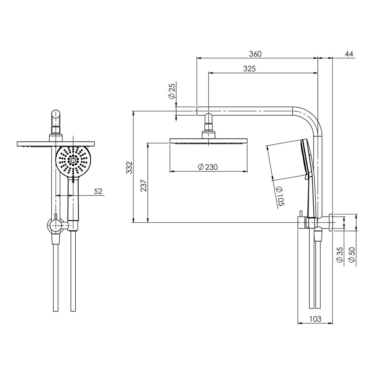 Vivid Slimline Compact Twin Shower - Chrome