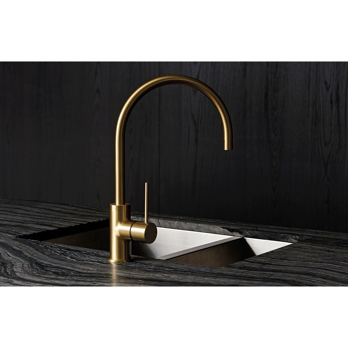Vivid Slimline Sink Mixer 220mm Gooseneck - Brushed Gold