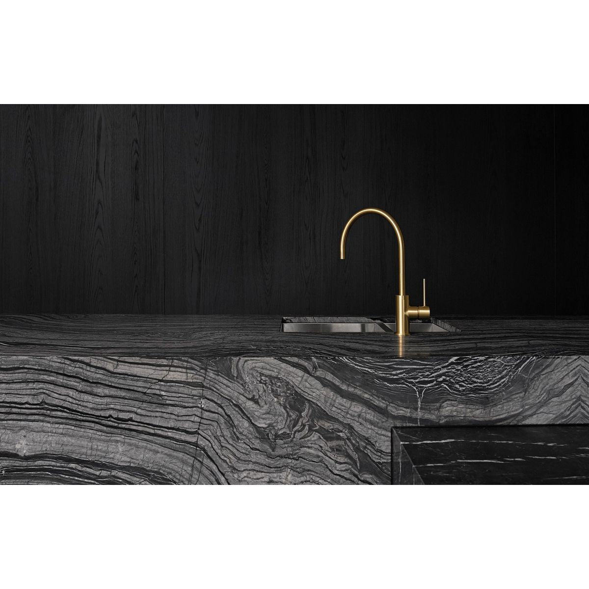 Vivid Slimline Sink Mixer 220mm Gooseneck - Brushed Gold