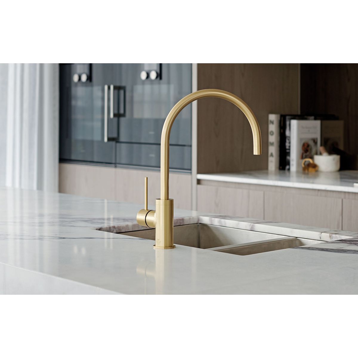 Vivid Slimline Sink Mixer 220mm Gooseneck - Brushed Gold