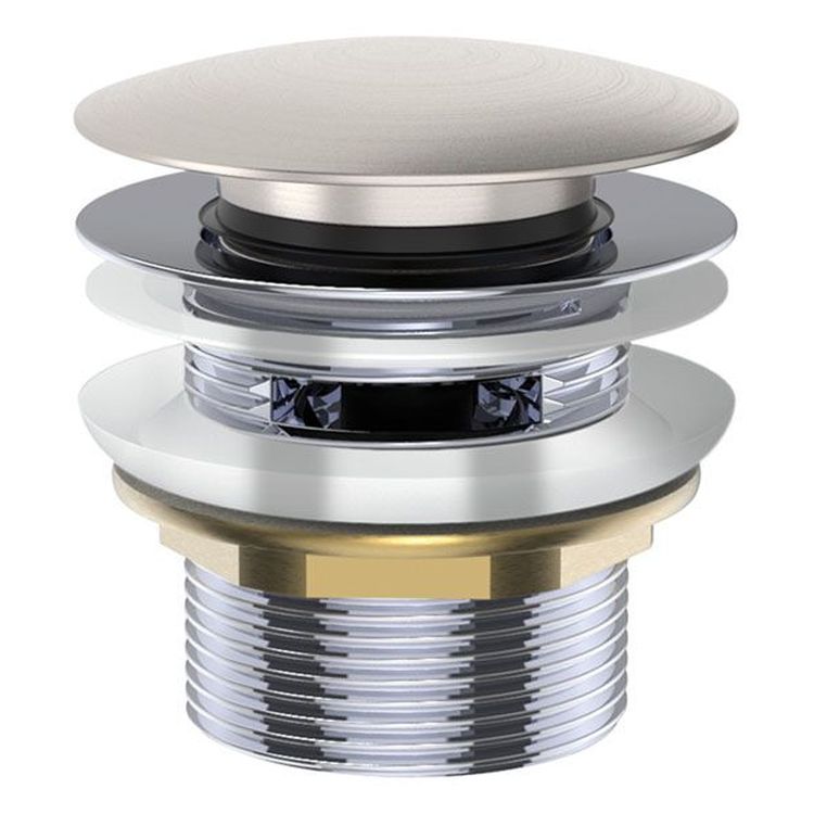 Universal Pull-Out/Pop-Up Brass Cap Bath Waste with Overflow, Brushed Nickel