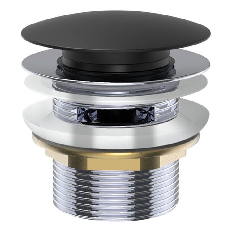 Universal Pull-Out/Pop-Up Brass Cap Bath Waste with Overflow, Matte Black