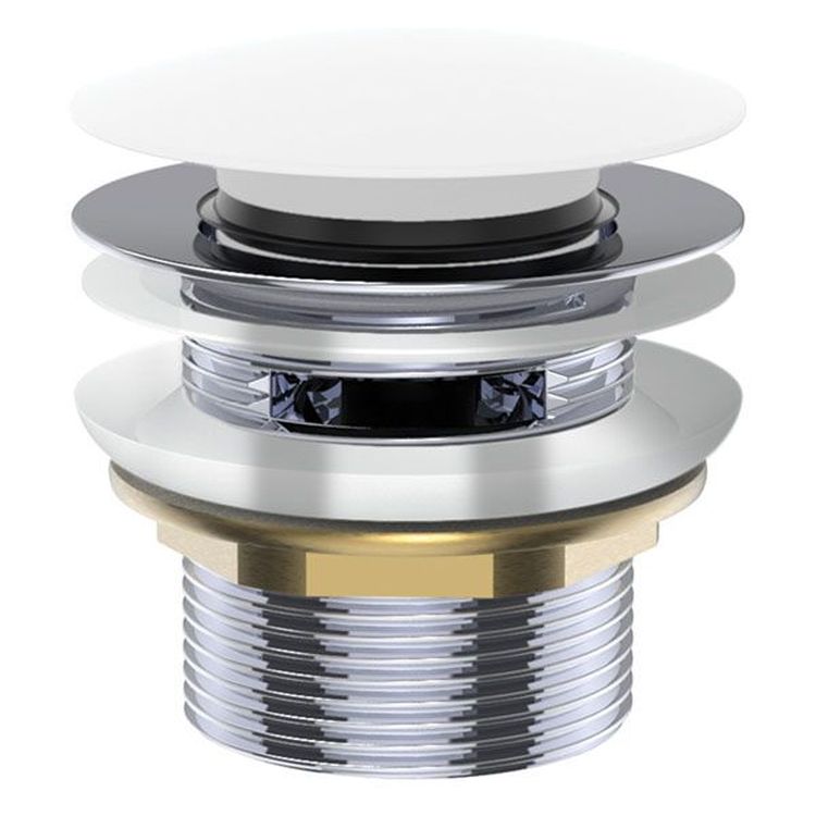 Universal Pull-Out/Pop-Up Brass Cap Bath Waste with Overflow, Matte White