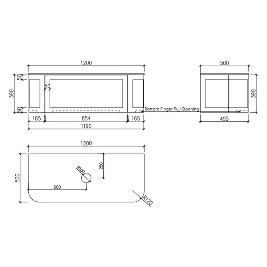 Westminster 1200mm Wall Hung Vanity in Matte White