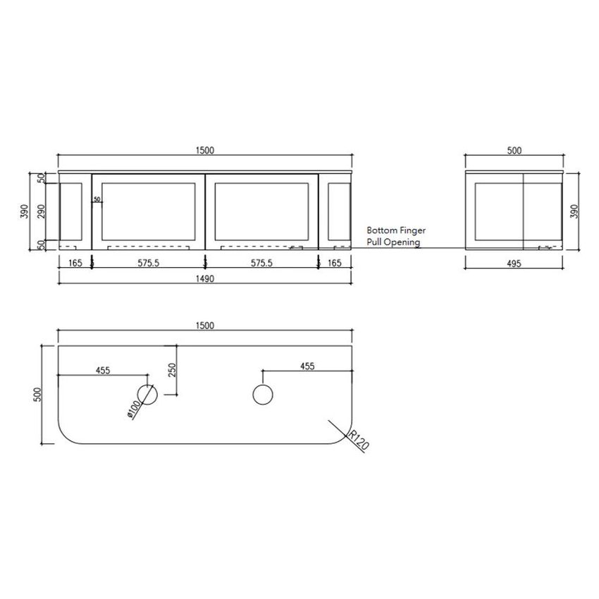 Westminster 1500mm Wall Hung Vanity in Matte White