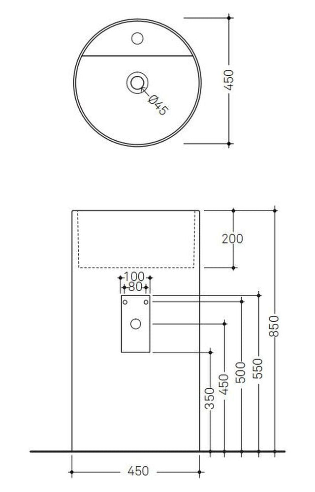 Studio Bagno Ovvio Column (With Tap Landing - 1 Taphole)