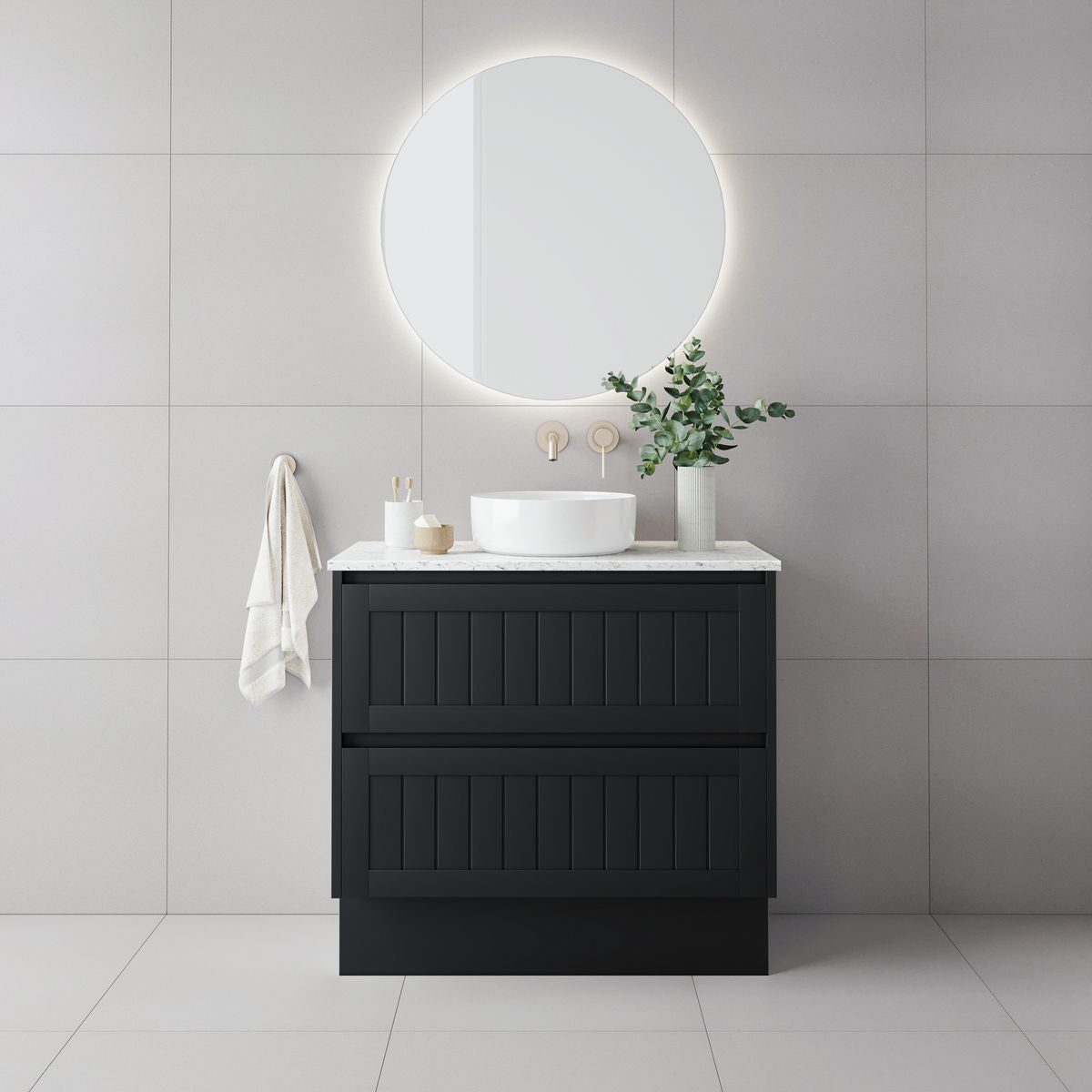 Bayside 900mm Single Basin Wall Hung Vanity Cabinet Matte Black