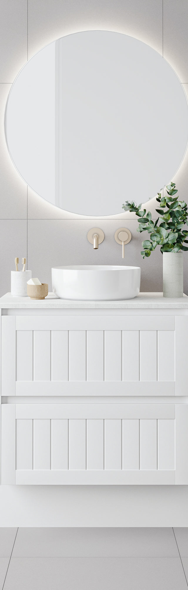 Bayside 750mm Single Basin Wall Hung Vanity Cabinet Matte White