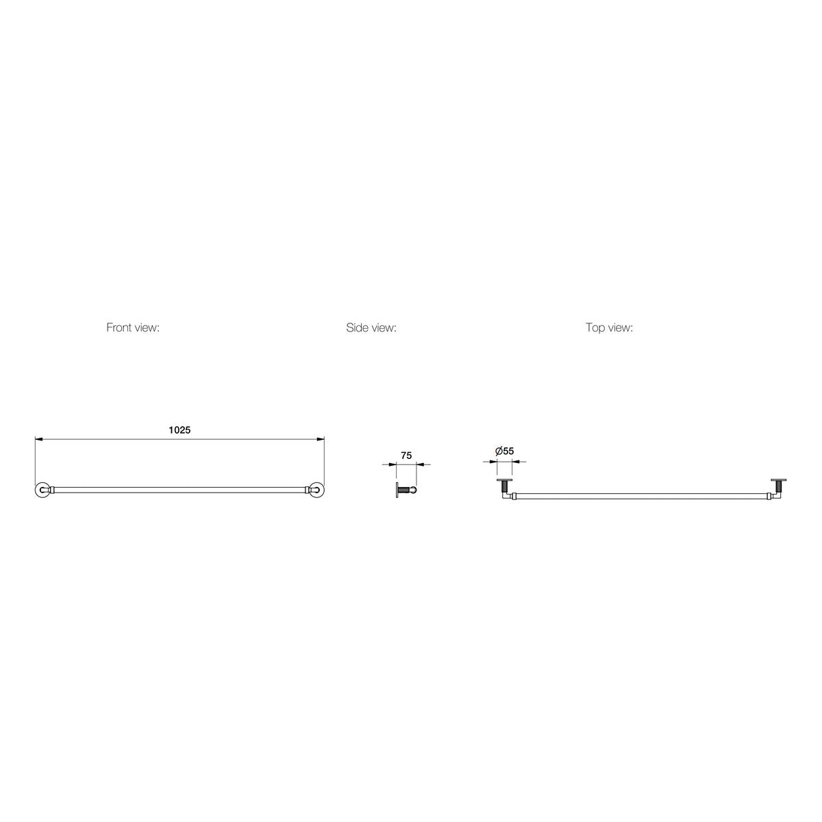 Brodware Vienna Single Towel Rail, 900mm