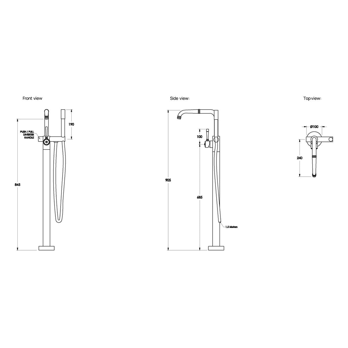 Brodware Industrica Bath Mixer With Handshower