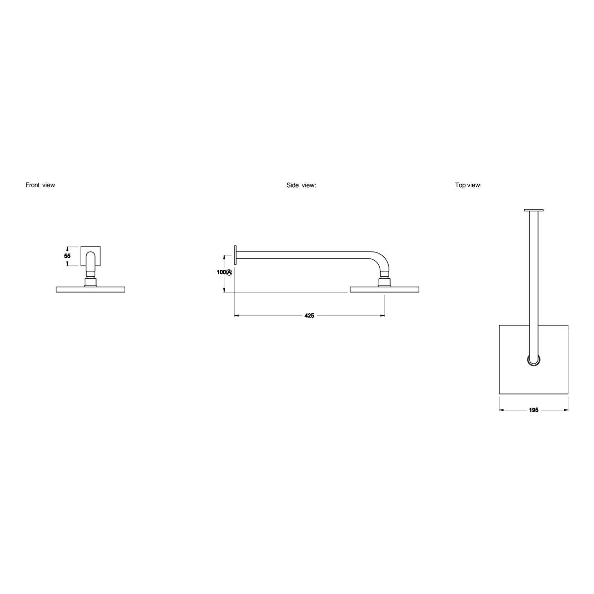 Brodware Sq 75 Shower Rose & Arm