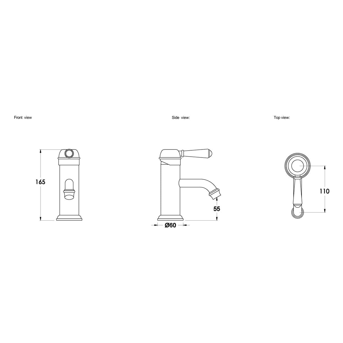 Brodware Neu England Basin Mixer V, Metal Lever