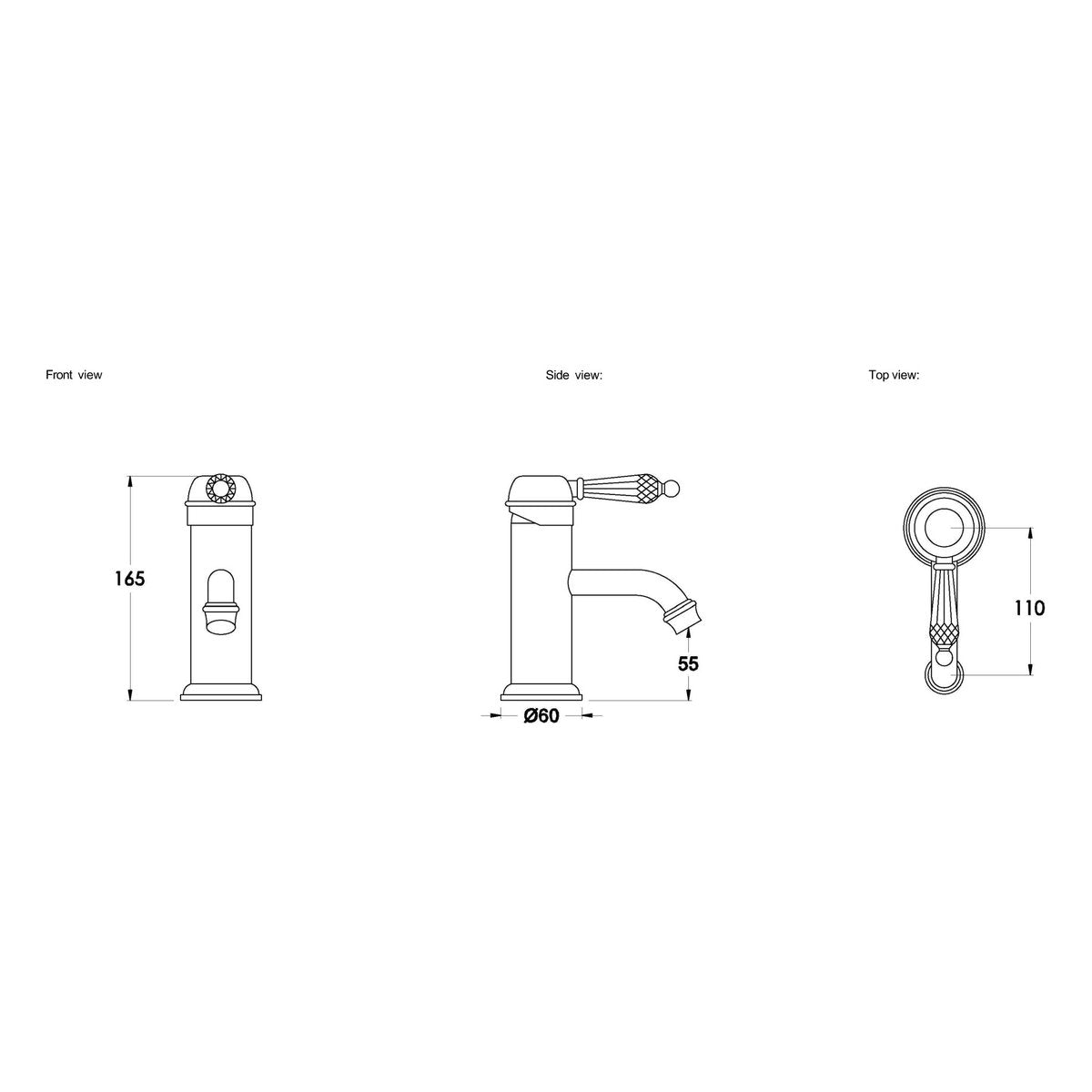 Brodware Neu England Basin Mixer V, Kristall Lever