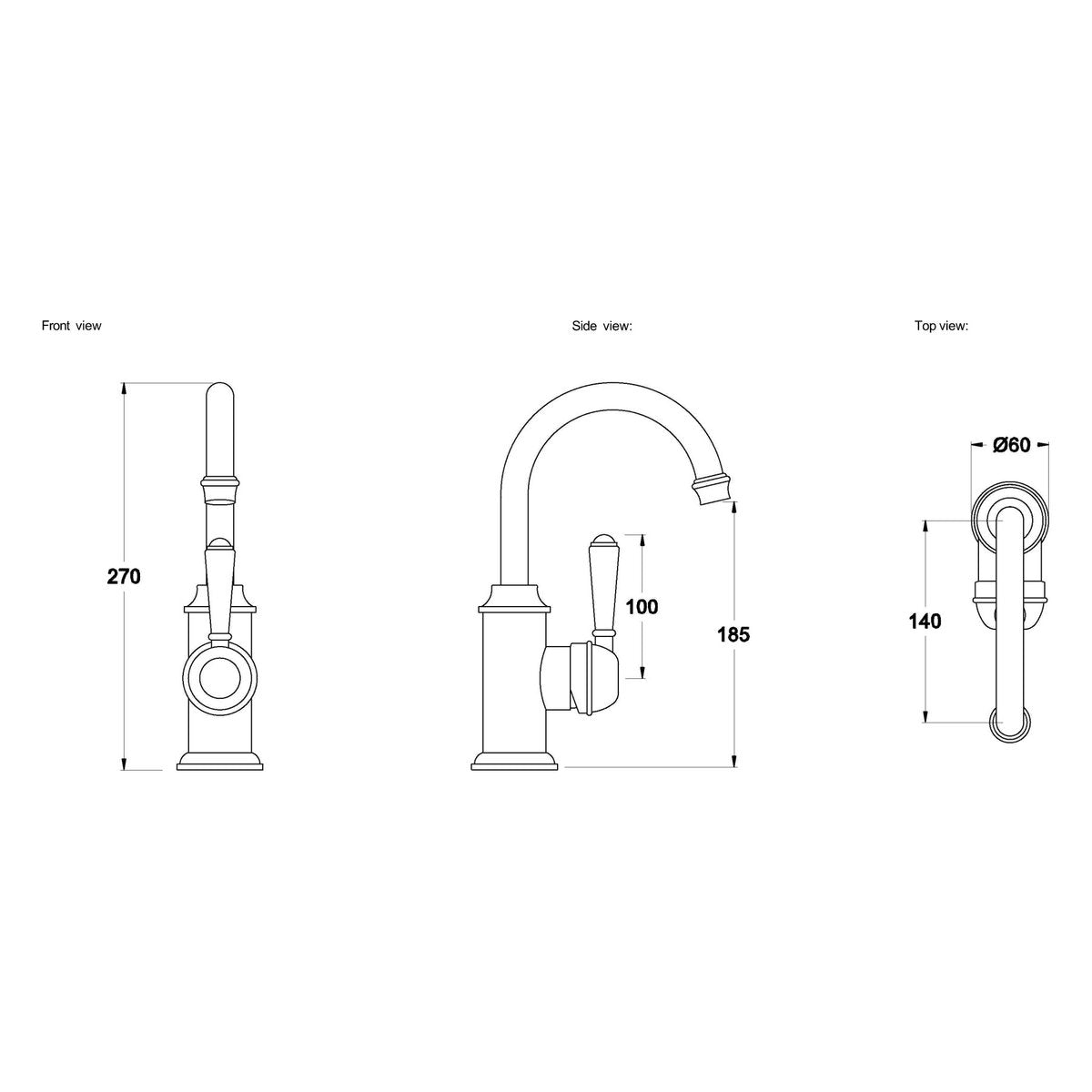 Brodware Neu England Basin Mixer III, Metal Lever
