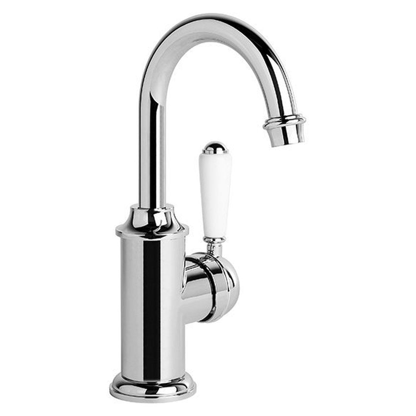 Brodware Neu England Basin Mixer III, White Porcelain Lever