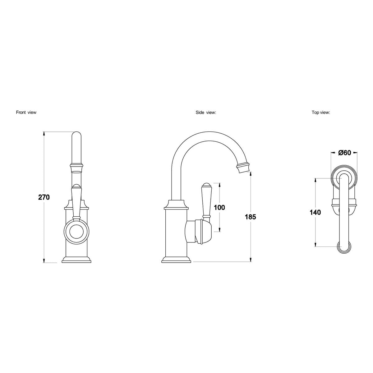 Brodware Neu England Basin Mixer III, Kristall Lever
