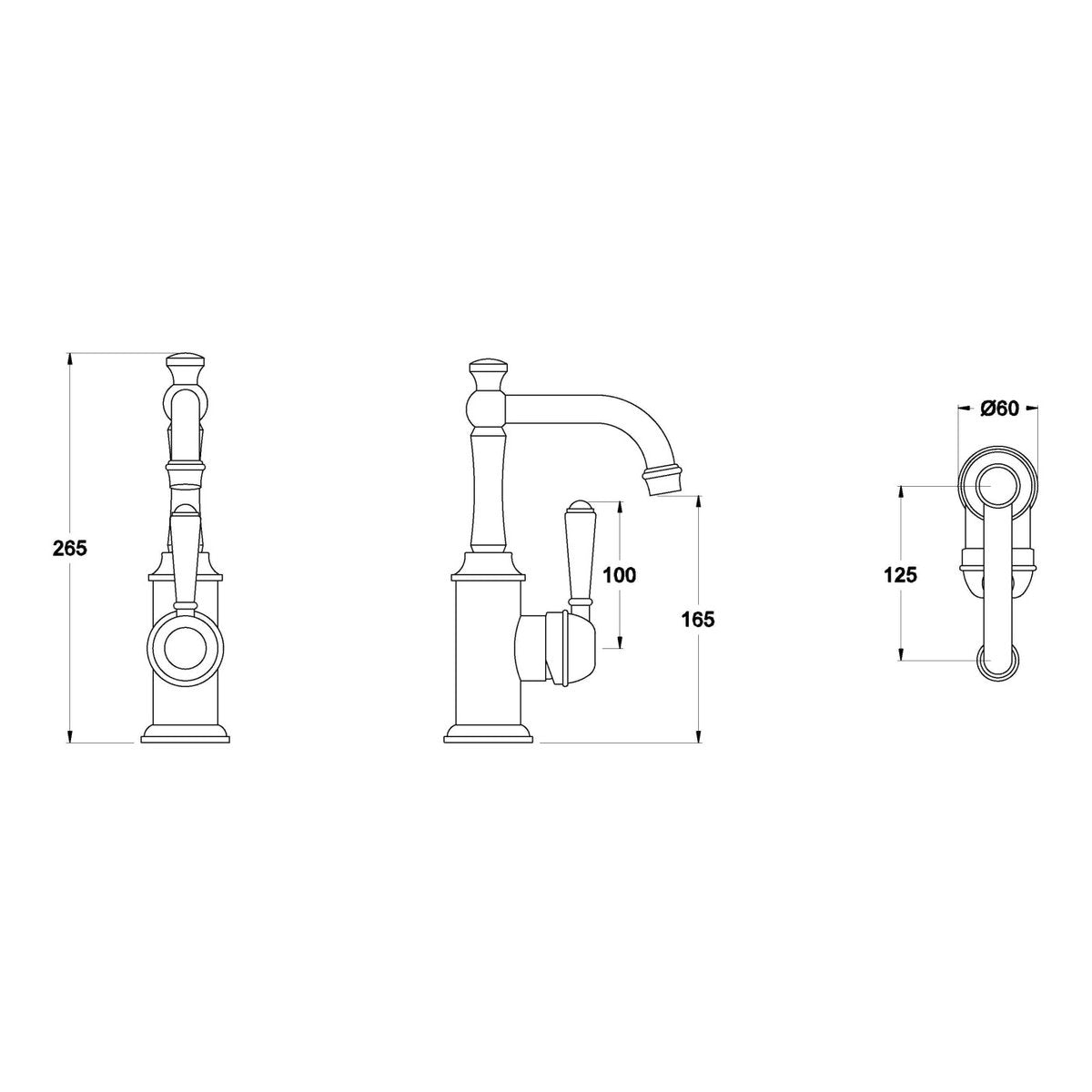 Brodware Neu England Basin Mixer II, Metal Lever