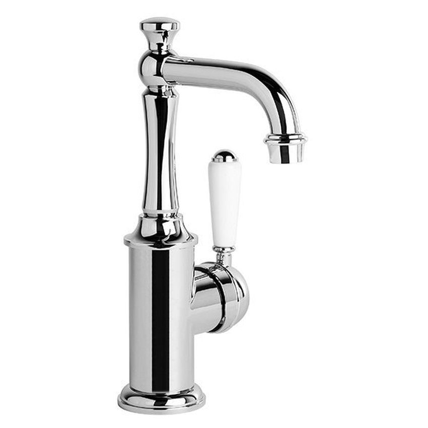 Brodware Neu England Basin Mixer II, White Porcelain Lever