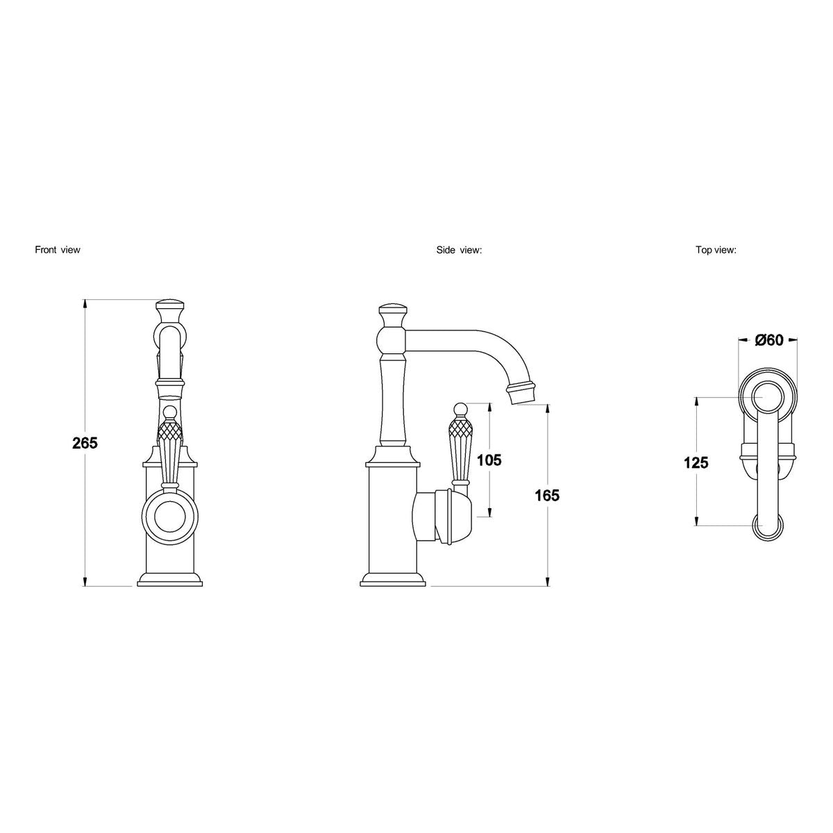 Brodware Neu England Basin Mixer II, Kristall Lever