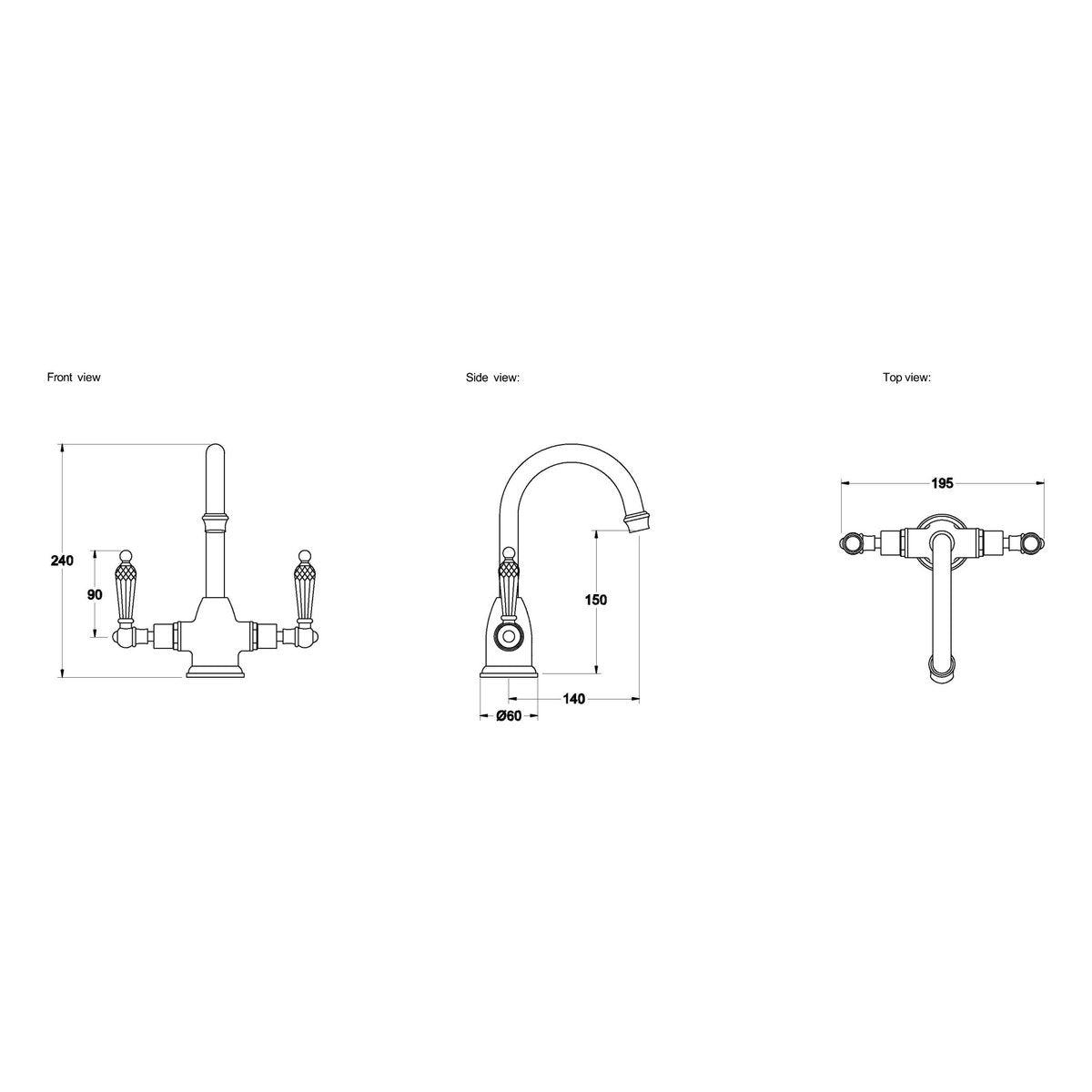 Brodware Neu England Basin Mixer IV, Kristall Lever
