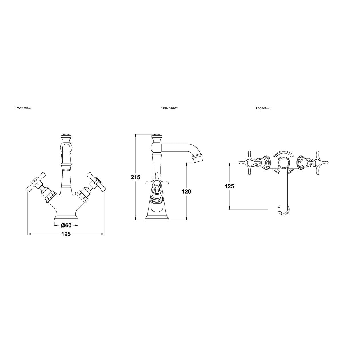 Brodware Neu England Basin Mixer I, Cross Handle - Ceramic Disc