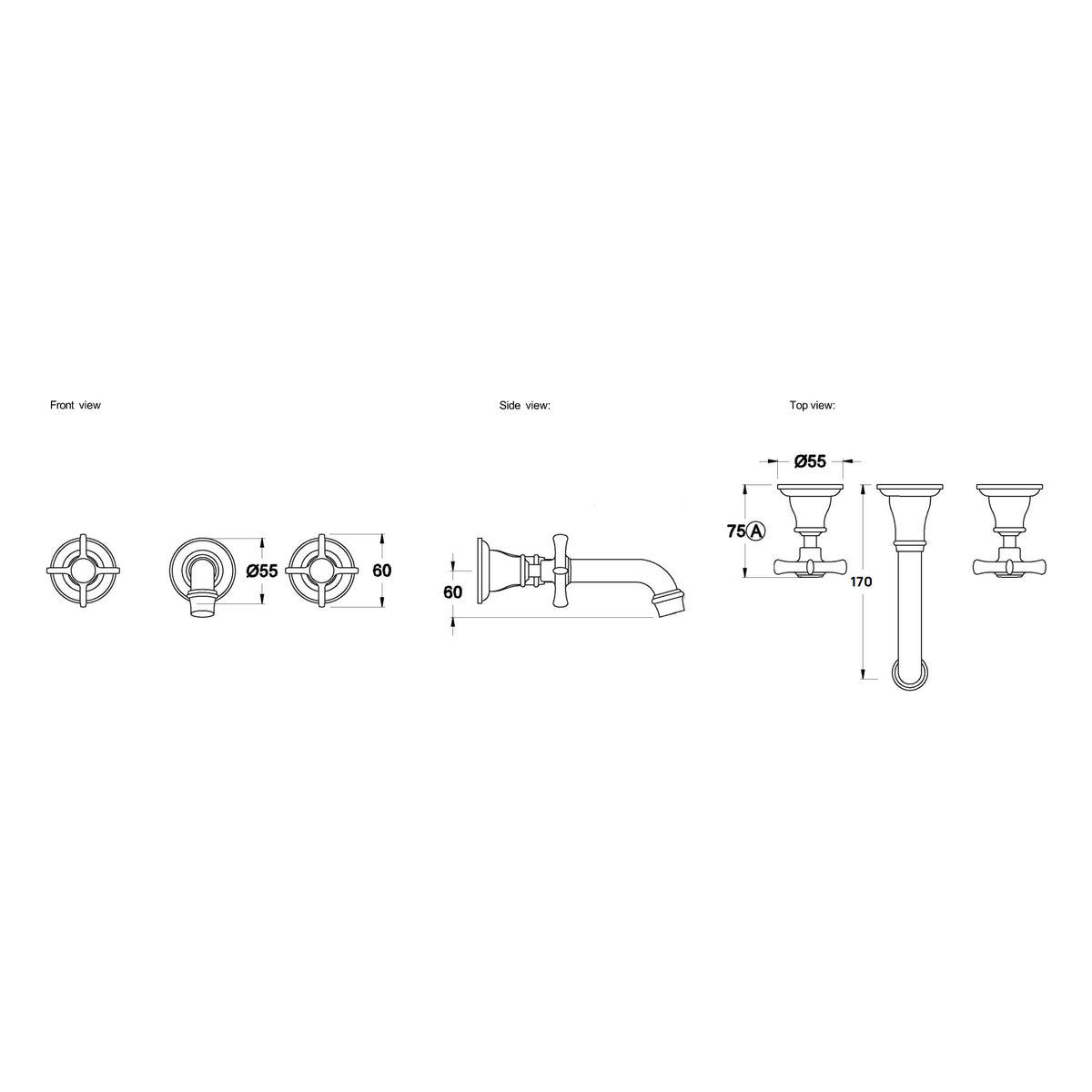 Brodware Neu England Wall Set IV, Cross Handle - Ceramic Disc