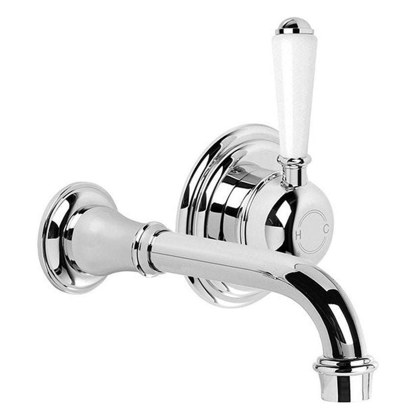 Brodware Neu England Wall Mixer Set II, White Porcelain Lever