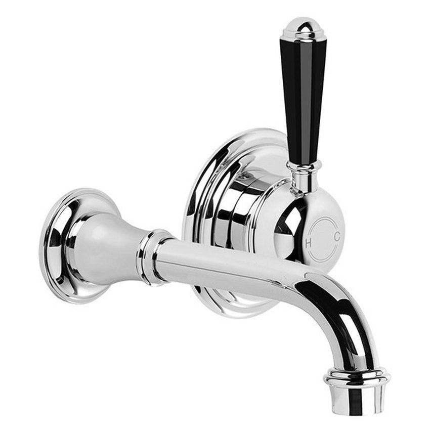 Brodware Neu England Wall Mixer Set, Black Porcelain Lever