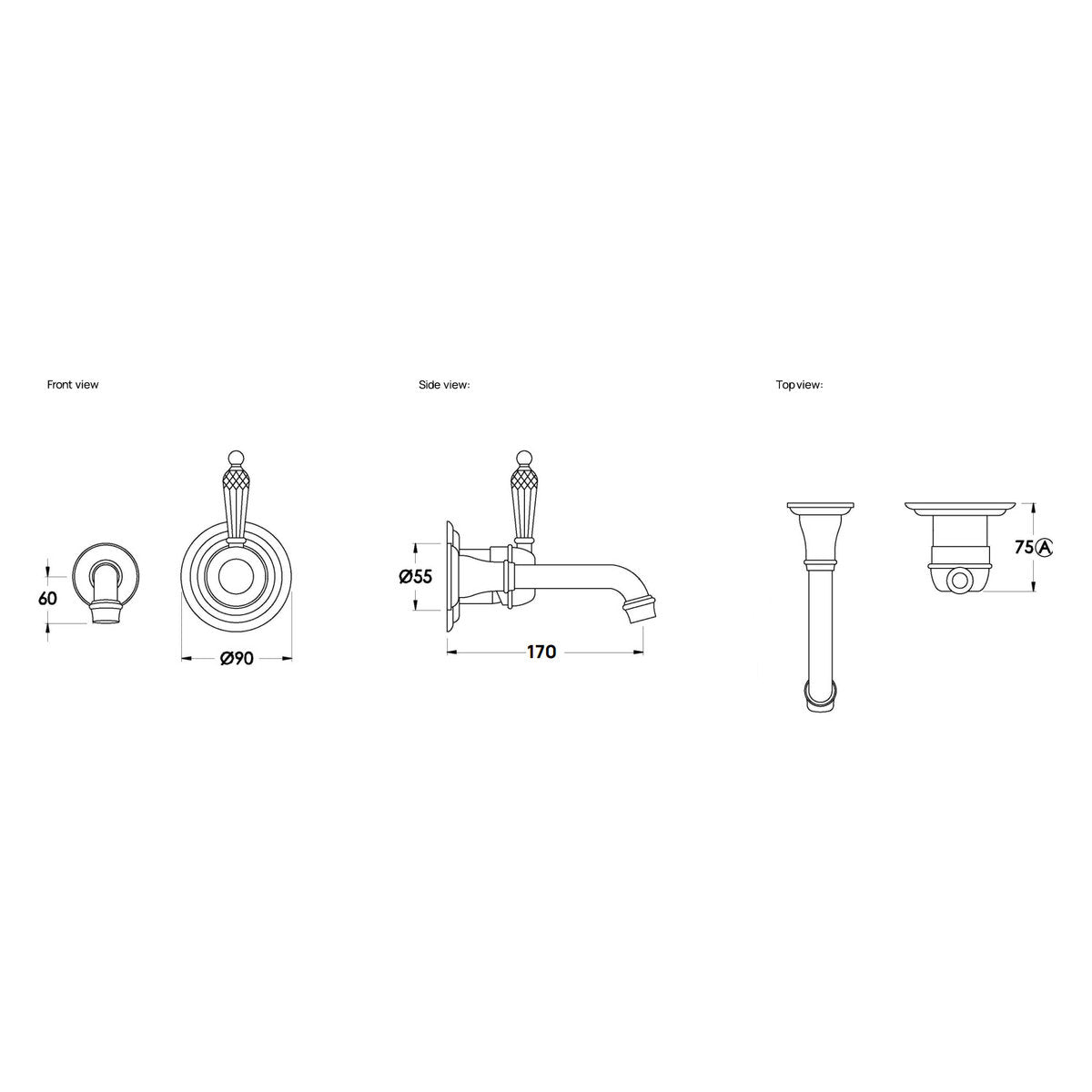 Brodware Neu England Wall Mixer Set, Kristall Lever
