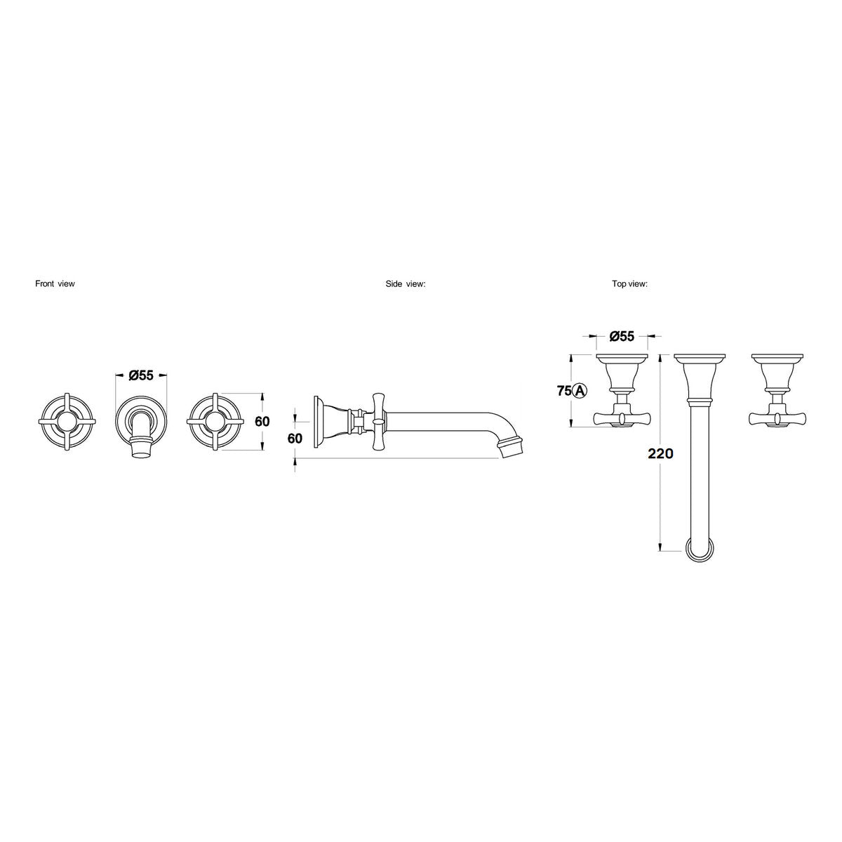 Brodware Neu England Wall Set III, Cross Handle - Ceramic Disc