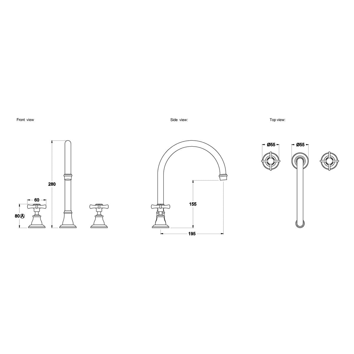 Brodware Neu England Bath Set II, Cross Handle - Ceramic Disc