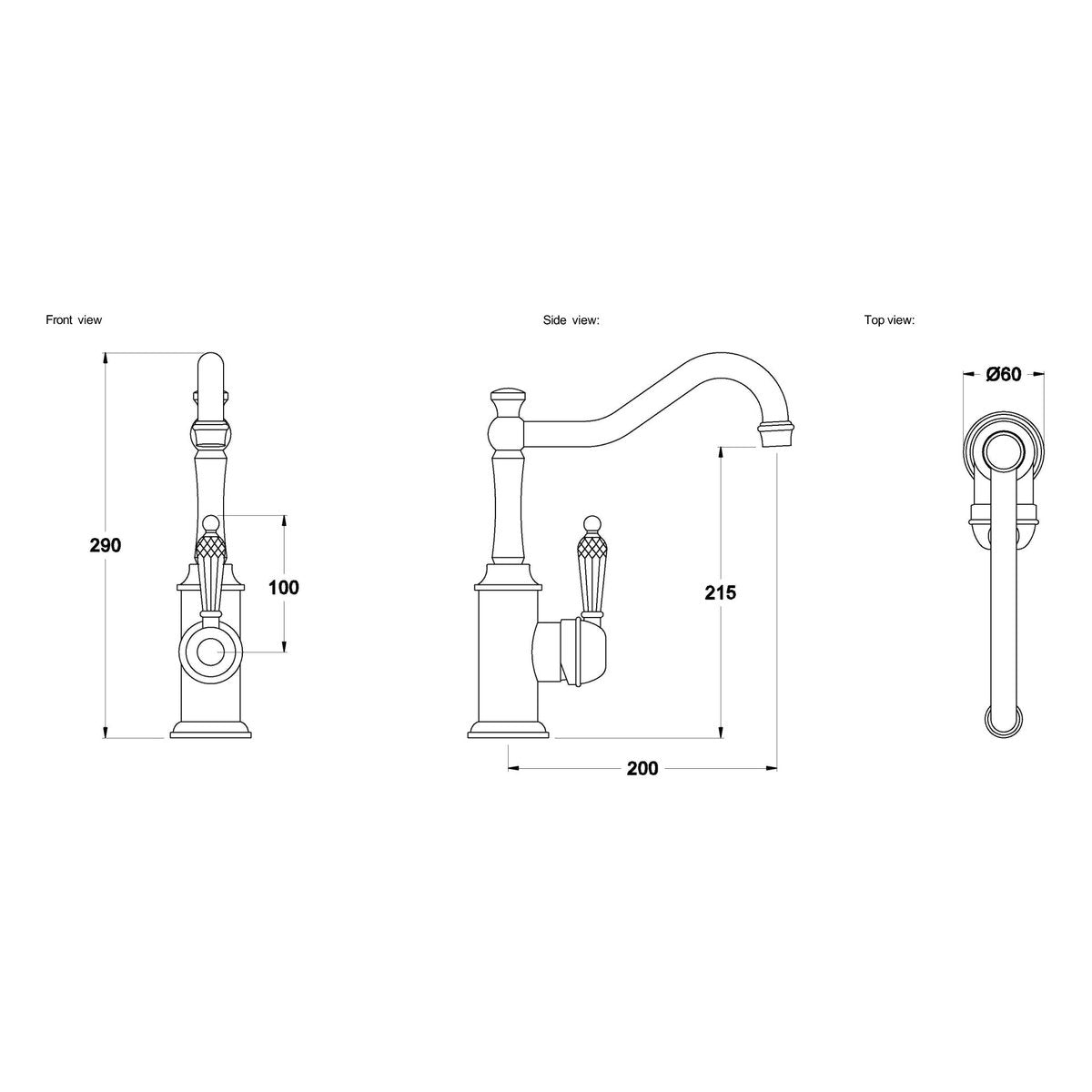 Brodware Neu England Kitchen Mixer III, Kristall Lever