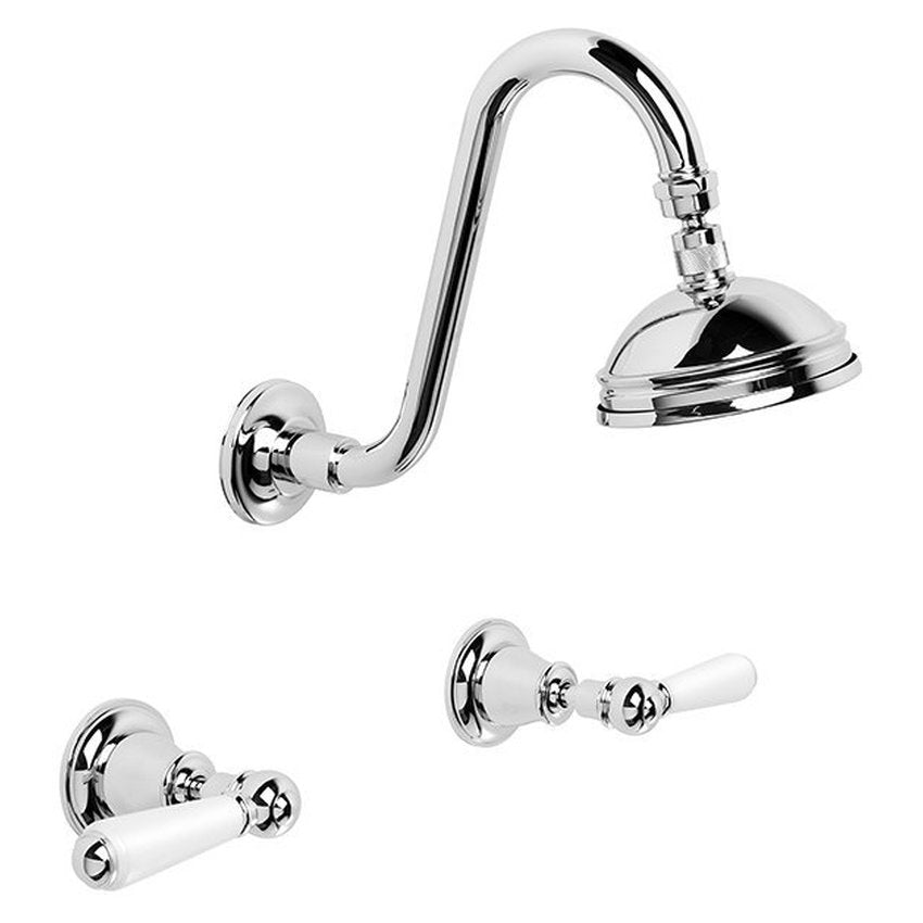 Brodware Neu England 100mm Shower Set I, White Porcelain Lever