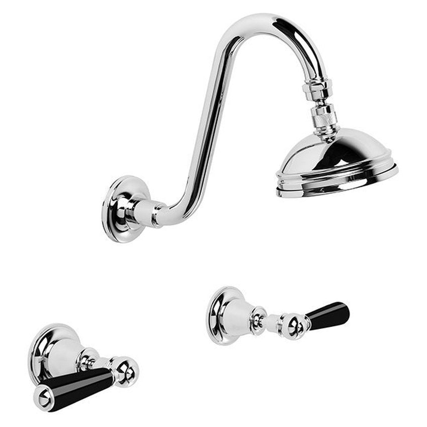 Brodware Neu England 100mm Shower Set I, Black Porcelain Lever