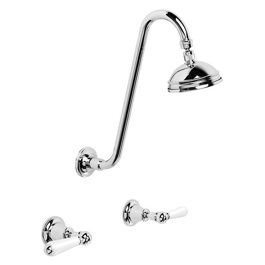 Brodware Neu England 100mm Shower Set II, White Porcelain Lever