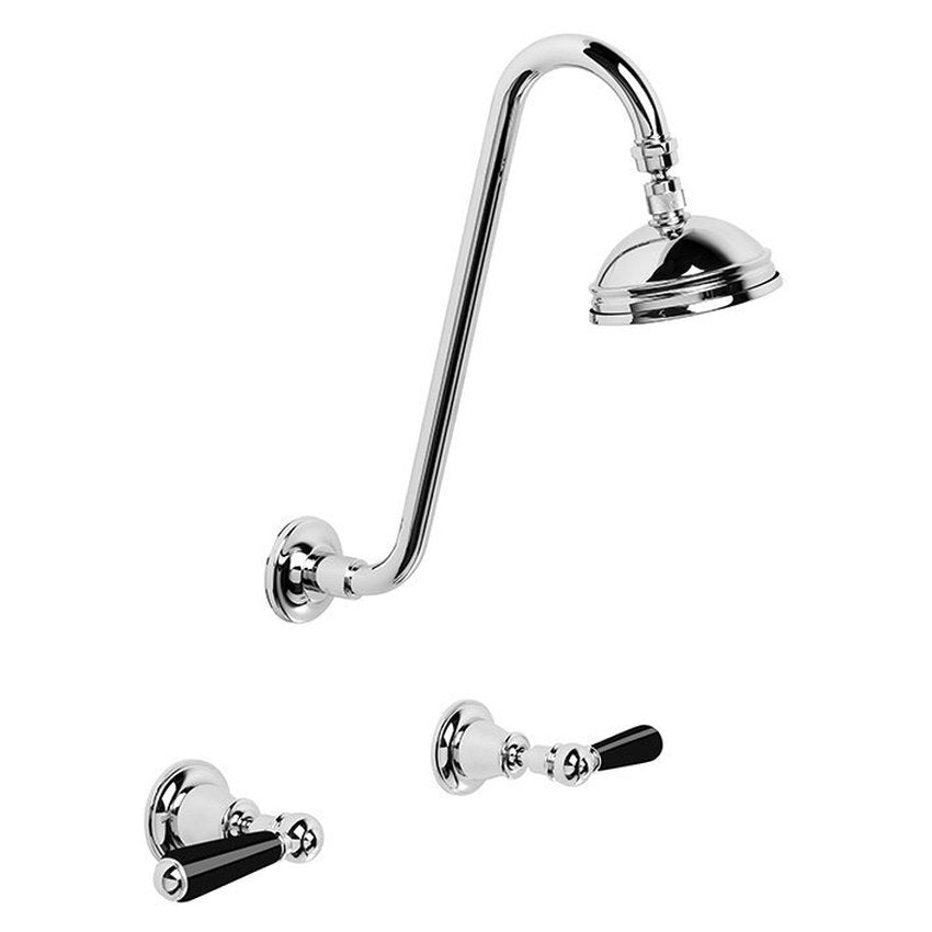 Brodware Neu England 100mm Shower Set II, Black Porcelain Lever