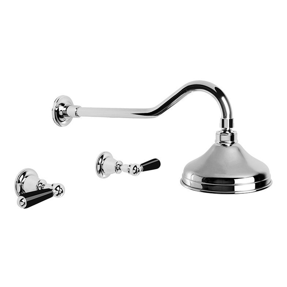 Brodware Neu England 150mm Shower Set I, Black Porcelain Lever