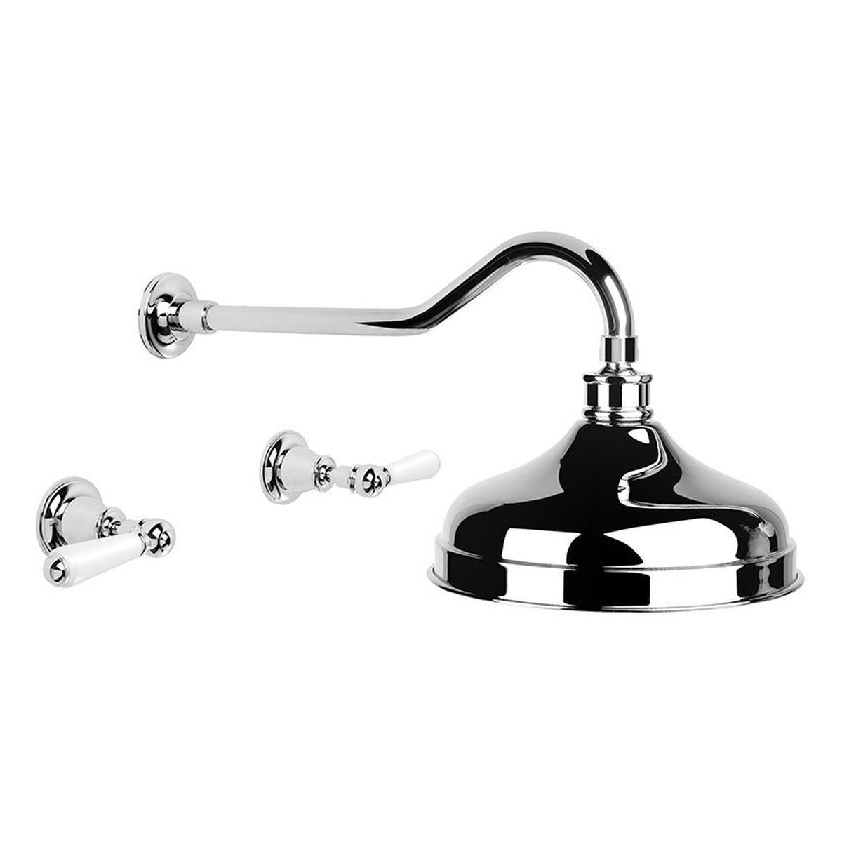 Brodware Neu England Shower Set, White Porcelain Lever