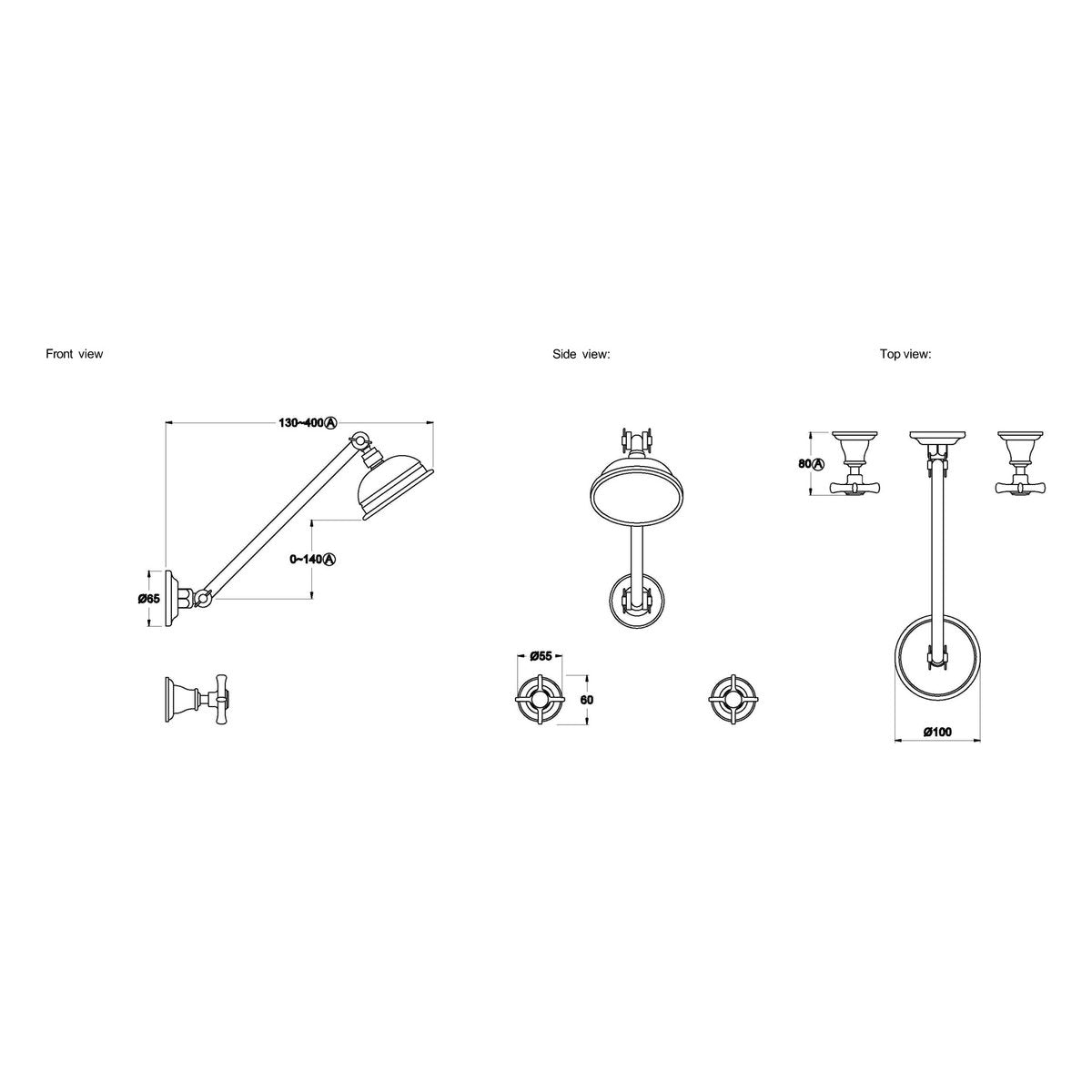 Brodware Neu England 100mm Shower Set III, Cross Handle - Ceramic Disc