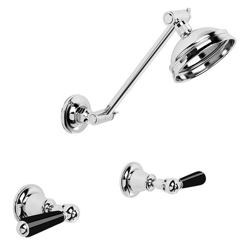 Brodware Neu England 100mm Shower Set III, Black Porcelain Lever